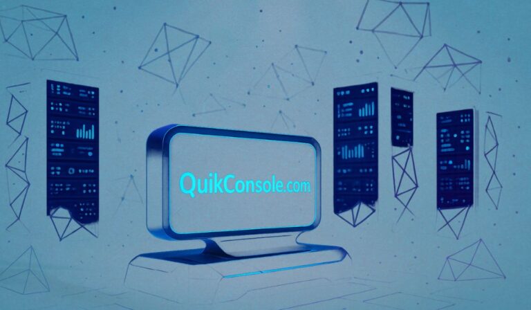 Gamer setting up a console server on QuikConsole com platform using a controller and a dashboard interface, showcasing multiplayer game hosting in 2025 - NEWS TAKER