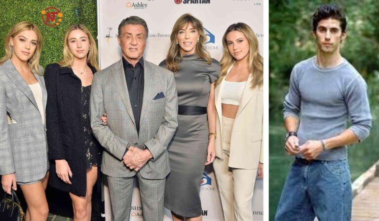 Sylvester Stallone with his wife Jennifer Flavin and daughters at a public event; right side shows an unidentified young man often mistaken online for Seargeoh Stallone. - NEWS TAKER
