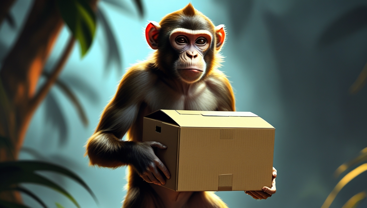 Monkey Holding a Box